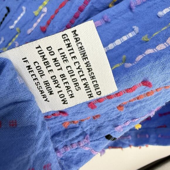 Habitat Clothes to Live In Small Tunic Blue Colorful Dashes 3/4 Sleeve Lagenlook - Picture 9 of 10